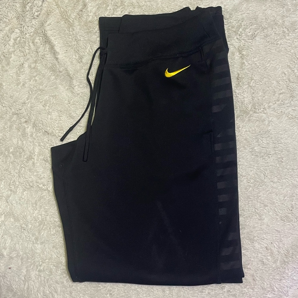 Nike Black Pants with Gold Logo Unisex - Picture 2 of 7